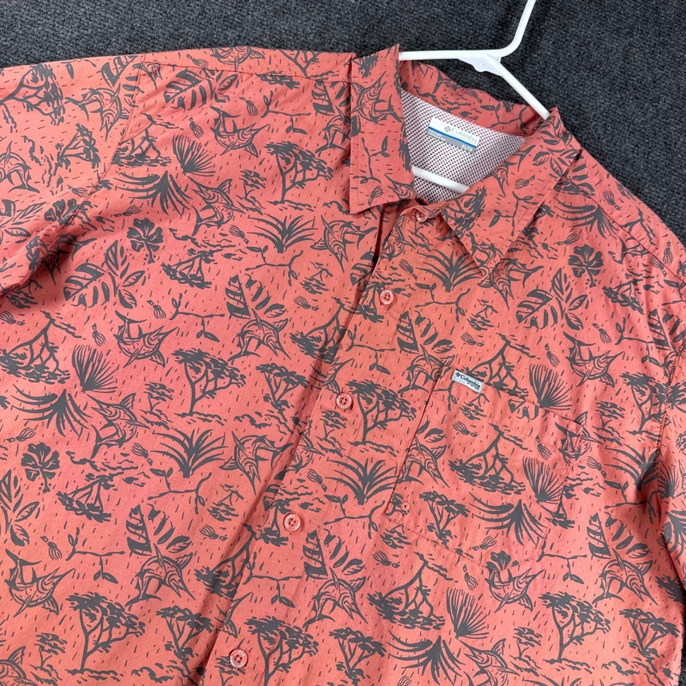 Columbia PFG Shirt Mens XL Extra Large Salmon Pink Marlin Tropical Fishing